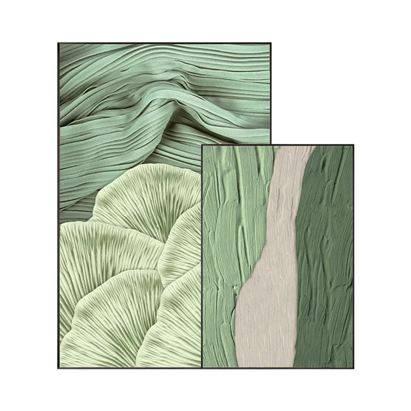 

Decorative painting wholesale floor painting living room sofa background wall mural large green wabi sabi wind