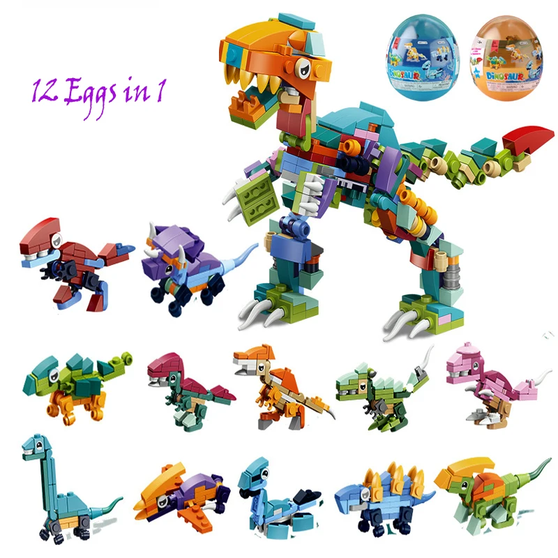 Jurassic Brocks Dinosaur World MOC Gashapon Twisted Dragon Egg Building Blocks Small Particles Puzzle Set Toys Children\'s Gifts