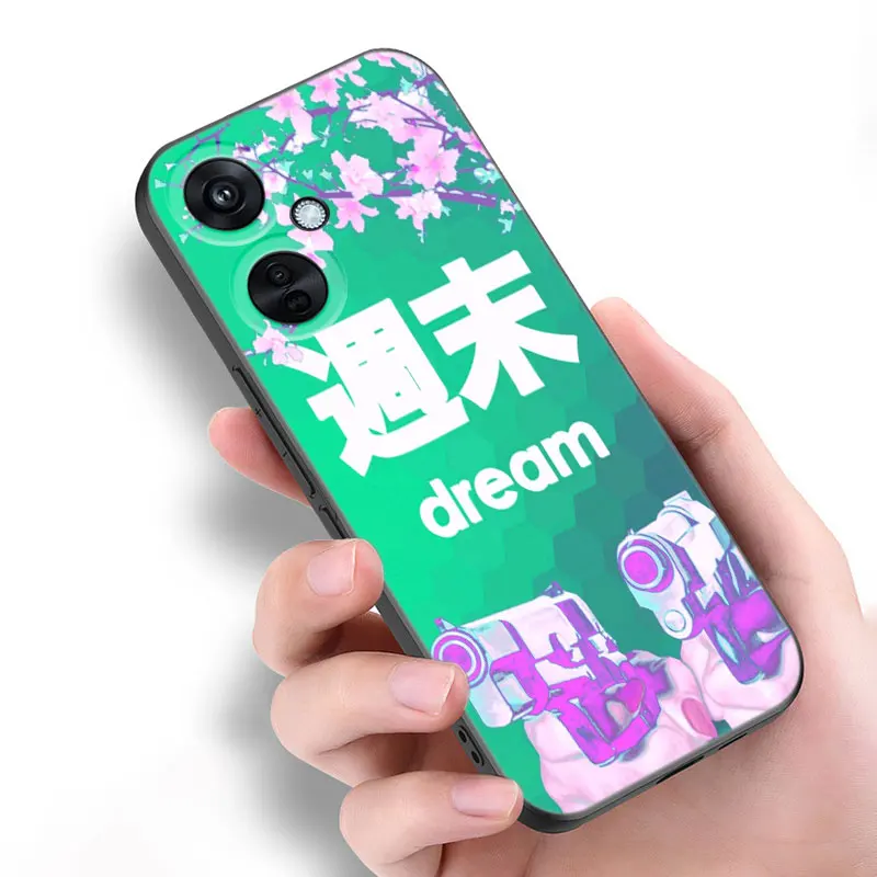 Anime Vaporwave Glitch Black Silicone Phone Case For OnePlus 10R 11R 12R ACE 2 3 Pro 2V 3V Nord CE 2 3 4 Lite N10 N20 N30 SE 5G