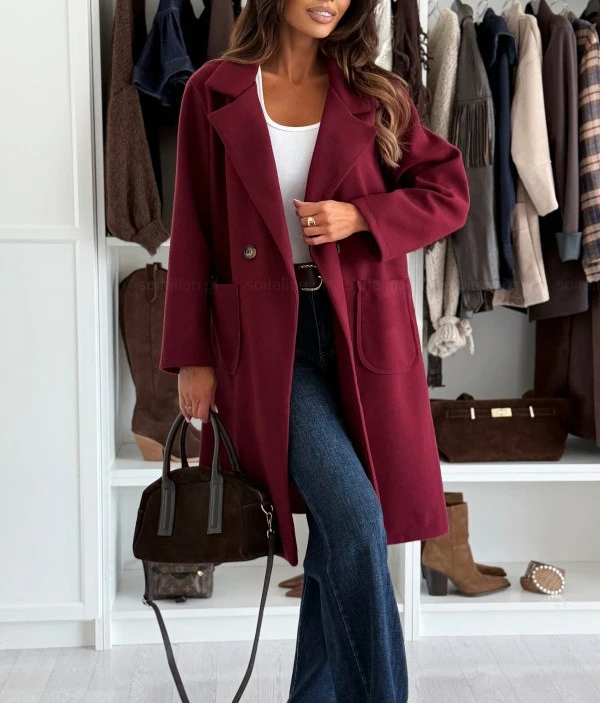 

Women's 2025 Long Thick Winter Fashion Casual Long Sleeve Pocket Woolen Jacket