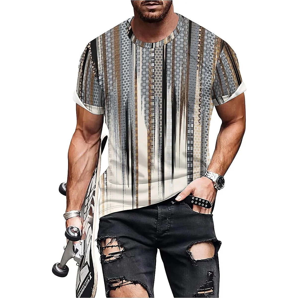 

2027 New Chinese Pattern Men's 3D Printed Short-Sleeve T-Shirt - Premium Printing Quality