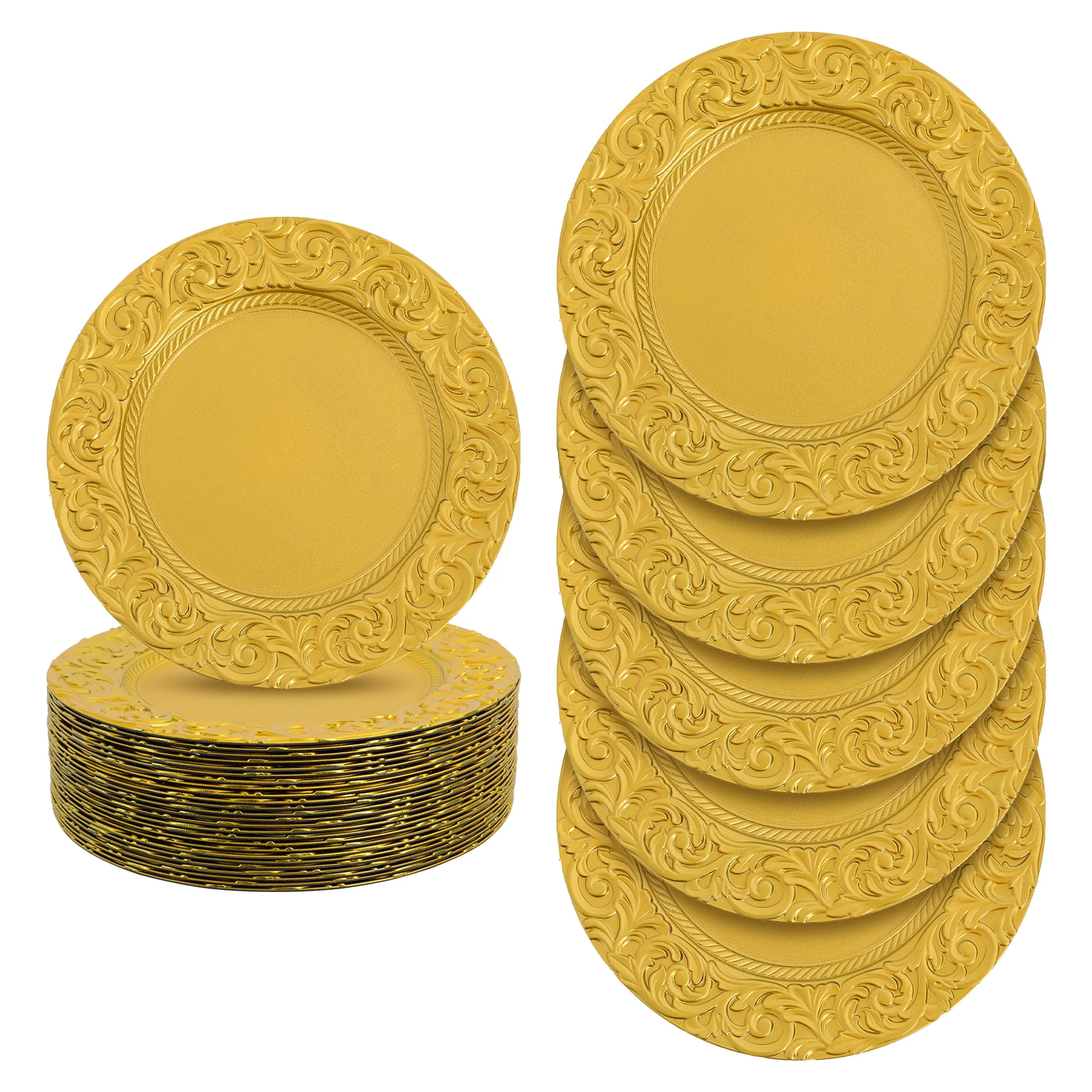 

50PCS Charger Plates Set,13 inch Round Charger Plates, Charger Plate for Wedding Party Decoration