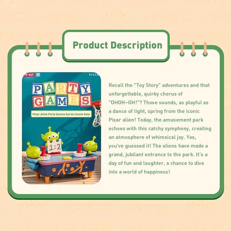 POP MART-Pixar Alien Party Games Series Cenas, Caixa Misteriosa, Caixa Cega, Brinquedo Bonito, Série Disney, 1Pc, 8Pcs