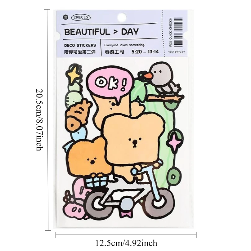 ورقتان من ملصقات الورق الاصطناعية لسكرابوكينغ المجلات، ديكور مذكرات جوكا اللطيفة، قرطاسية لاصقة مقاومة للماء #5