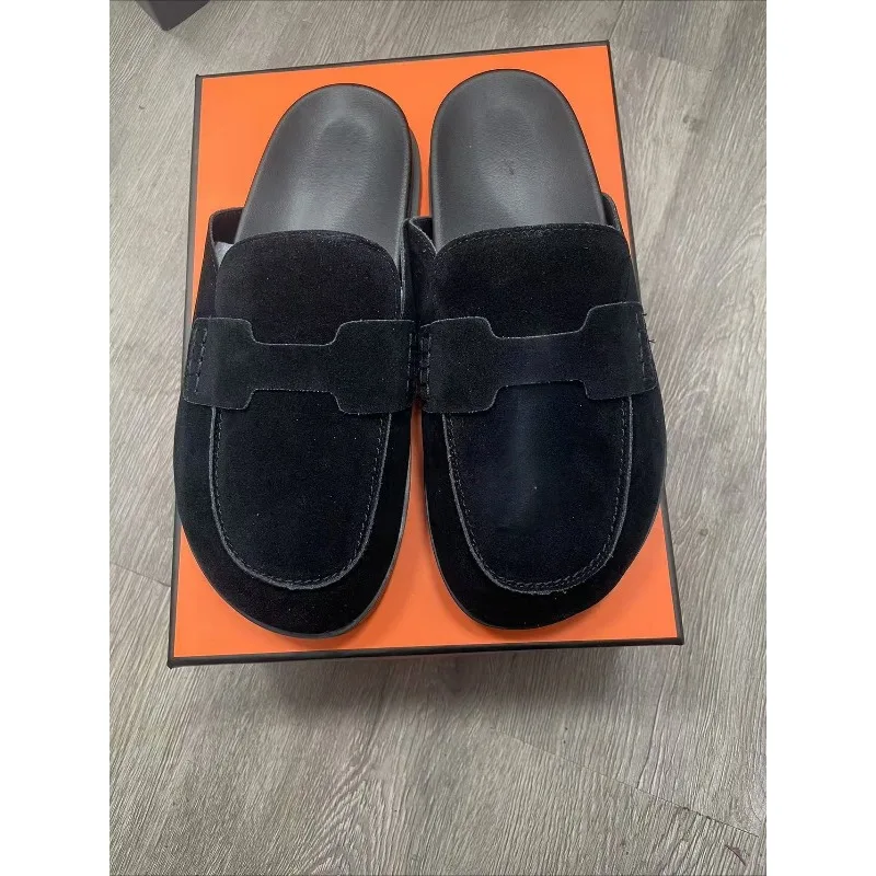 

2026 Women's Spring and Autumn Leather Thick Bottom Baotou Casual Slippers, Outdoor Beach Slippers, Home Slippers