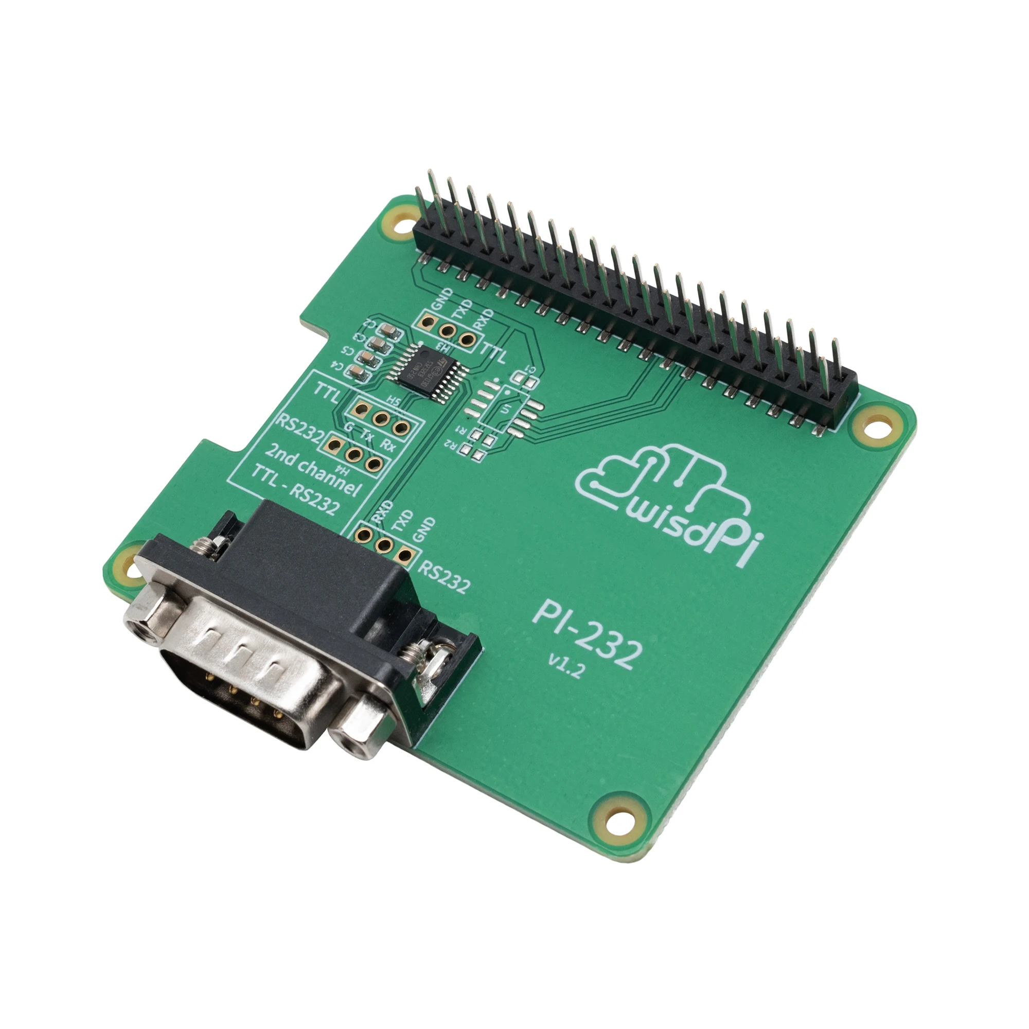 PI-232 | RS232 HAT for Rapsberry Pi A+/B+/2/3/4/5, RS232 Hat Expansion PCB Board Compact GPIO TX/RX DB9M RS232 Serial