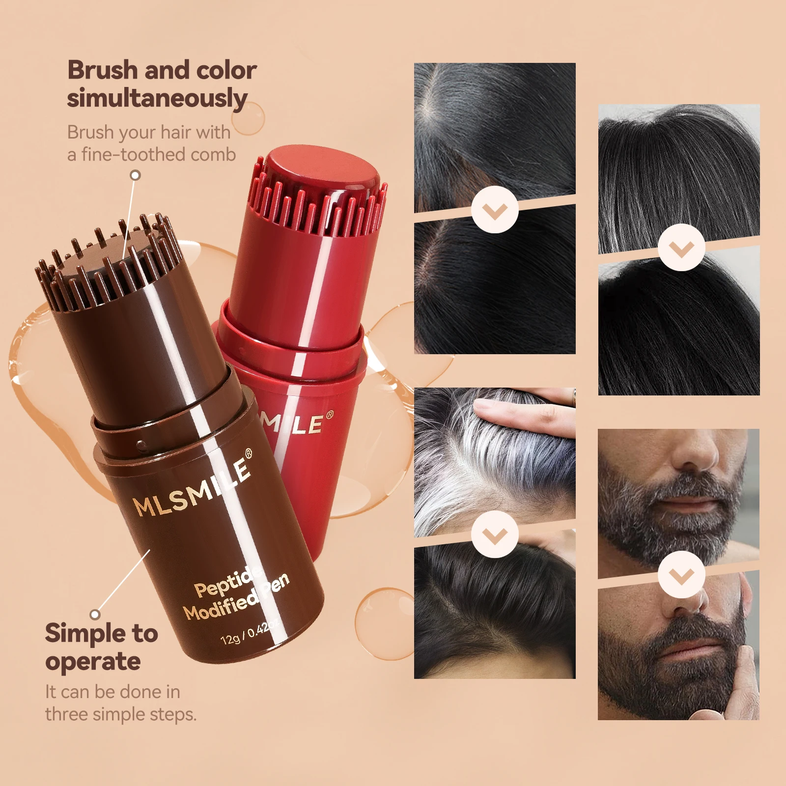 

MLSMILE Многофункциональная пептидная краска для волос, уход за волосами и восстановление, крем для краски для волос без отклоняющего запаха, новинка 2023 года