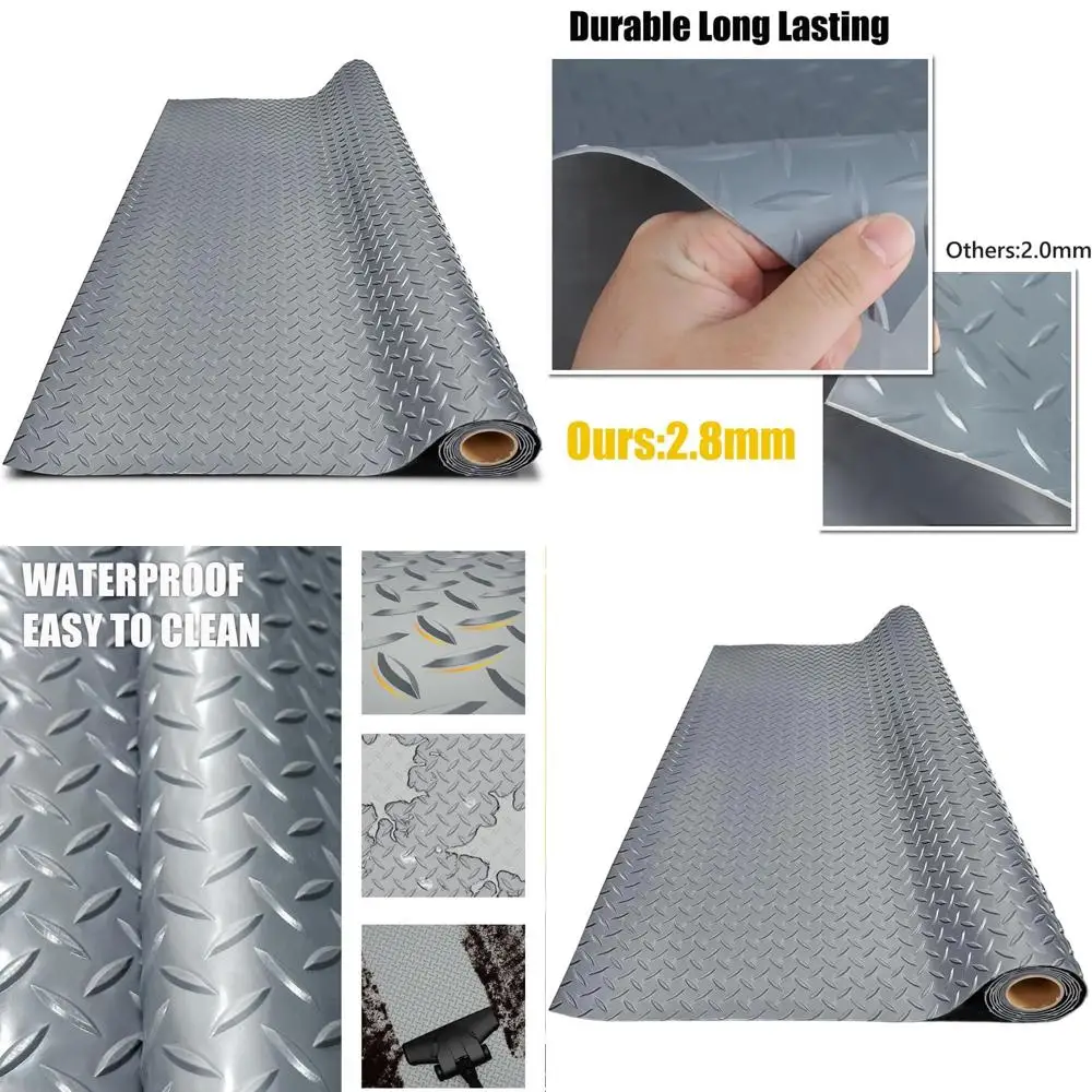 

Утолщенный ПВХ-коврик для пола гаража, сверхпрочный водонепроницаемый противоскользящий защитный коврик для автомобилей, прицепов, внедорожников, подвалов, спортзалов (серый) 8 футов x