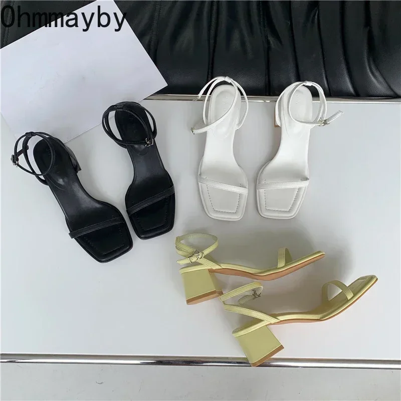 Fashion Design Sandals Women Thick Heel Casual Ladies Open Toe Shoes Sexy Party Sandal Ankle Strap 2024 Summer Mujer