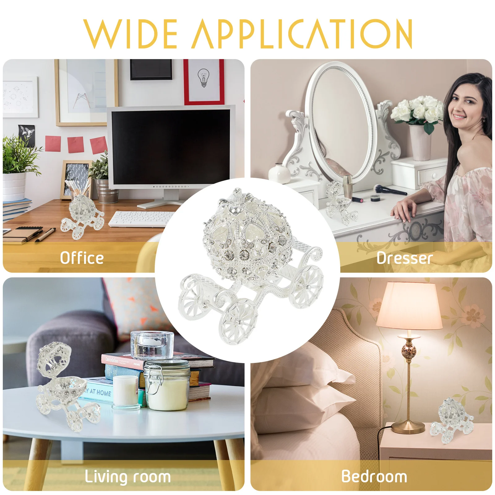 1 قطعة زخرفة الحرف المعدنية قسط سبيكة حجر الراين اليقطين النقل منضدية ديكور حلية صندوق حامل مجوهرات المنزل الزفاف #2