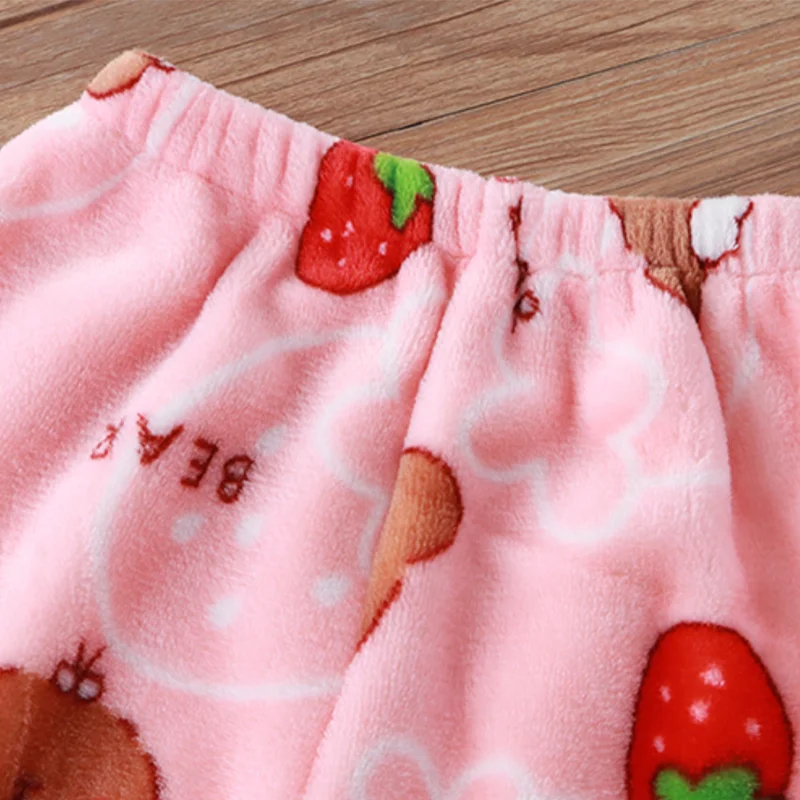 Two-piece Autumn Winter Home Sleepwear Set Boys Baby Fleece Warm Outdoor Children Girls Homewear Suits Thickened Ammonia Fabric