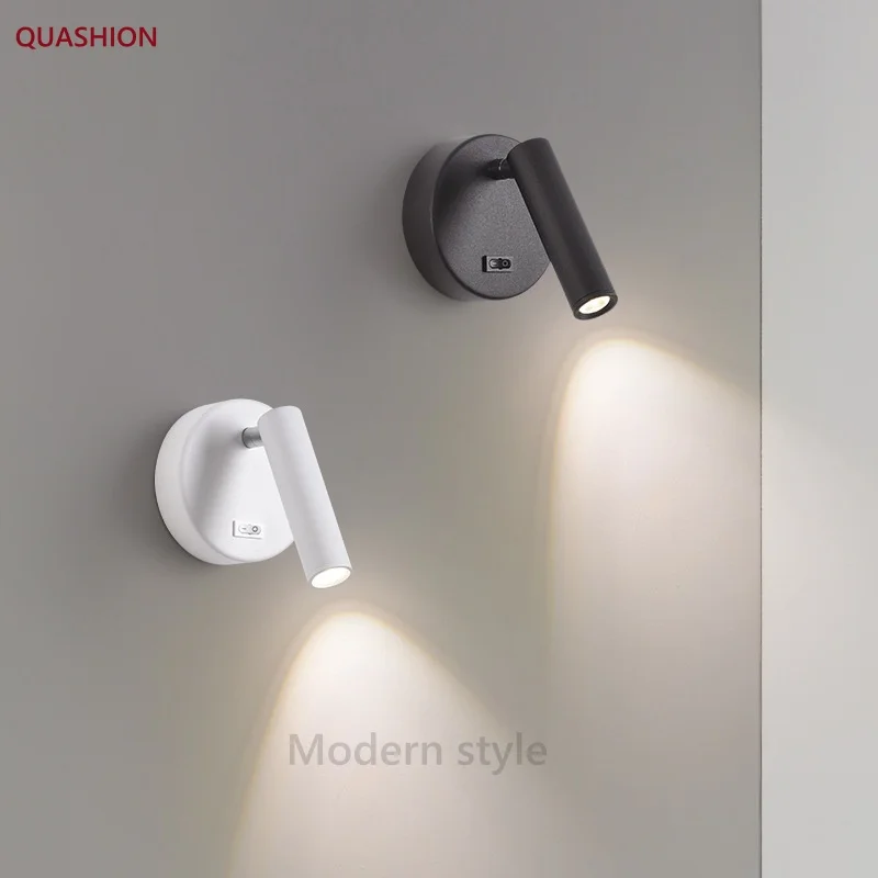 

Nordic LED Wall Light Comes With A Switch Rotating Adjustable Spotlight Postmodern Study Bedroom Bedside Wall Lamp