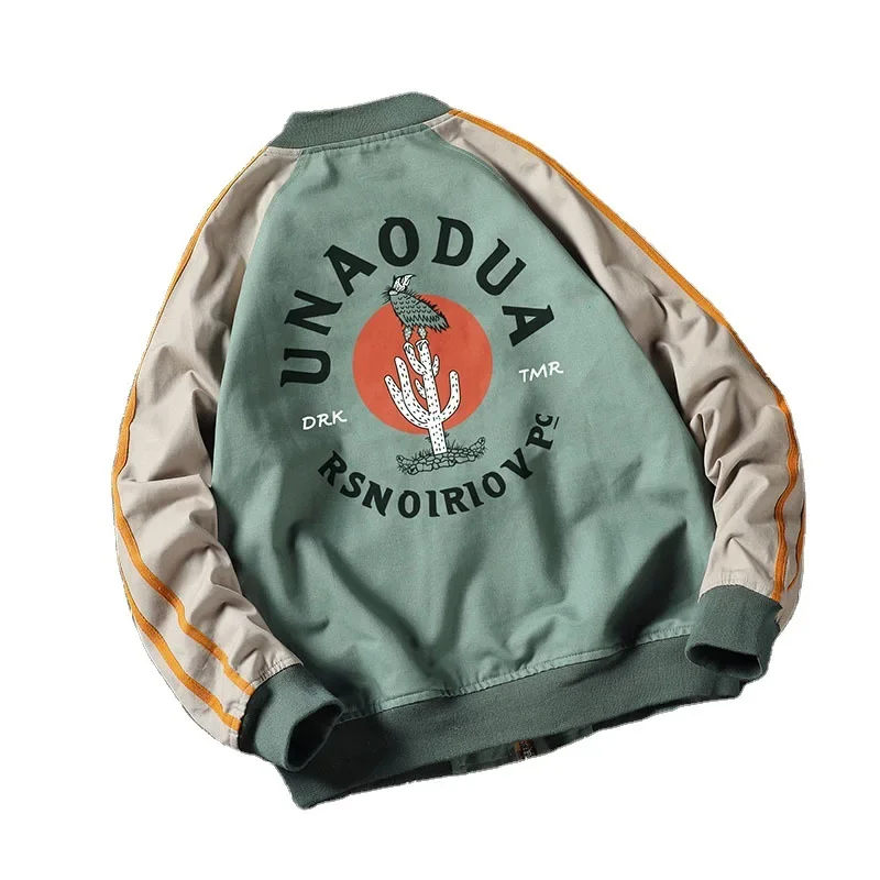 Man Baseball Uniform Autumn New Letter Printed Contrast Color Male Jacket High Street Stand Collar Long Sleeve Men Outerwear