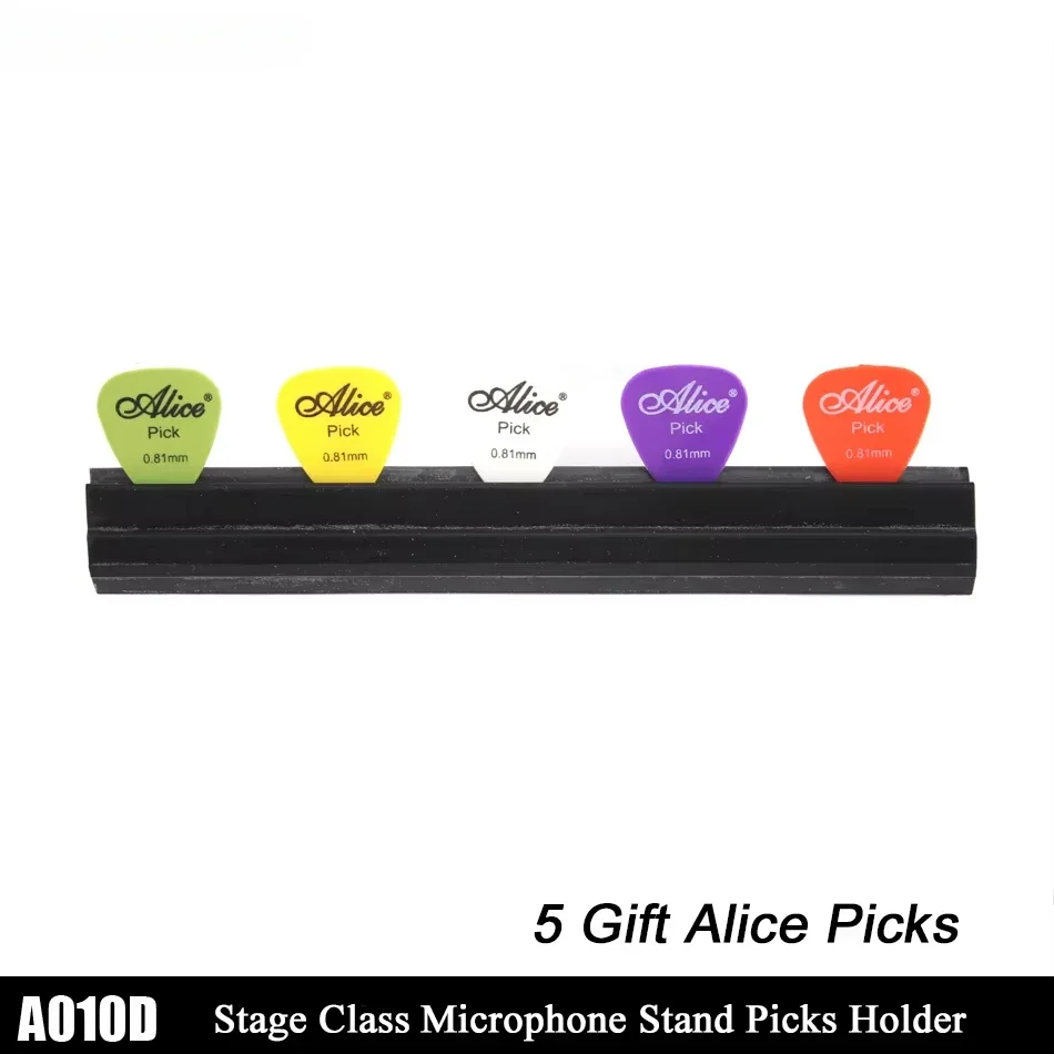 Alice A010D Microphone Music Stand Guitar Picks Holder Stage Perform Picks Holder Easy to Take With 5 Gift Nylon Picks