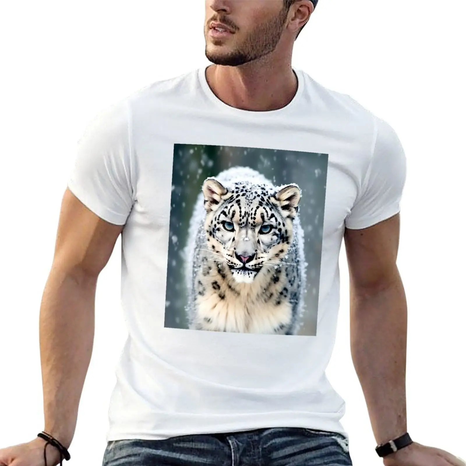 

Snow Leopard T-Shirt t shirts for man graphic funny t shirt man luxury t shirts for man graphic vintage T-Shirt
