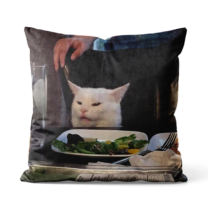 Gaslight Gatekeep Girlboss Salad Cat Meme Throw Pillow Covers Cushion Cases Pillowcases for Sofa Bedroom 45cm x 45cm