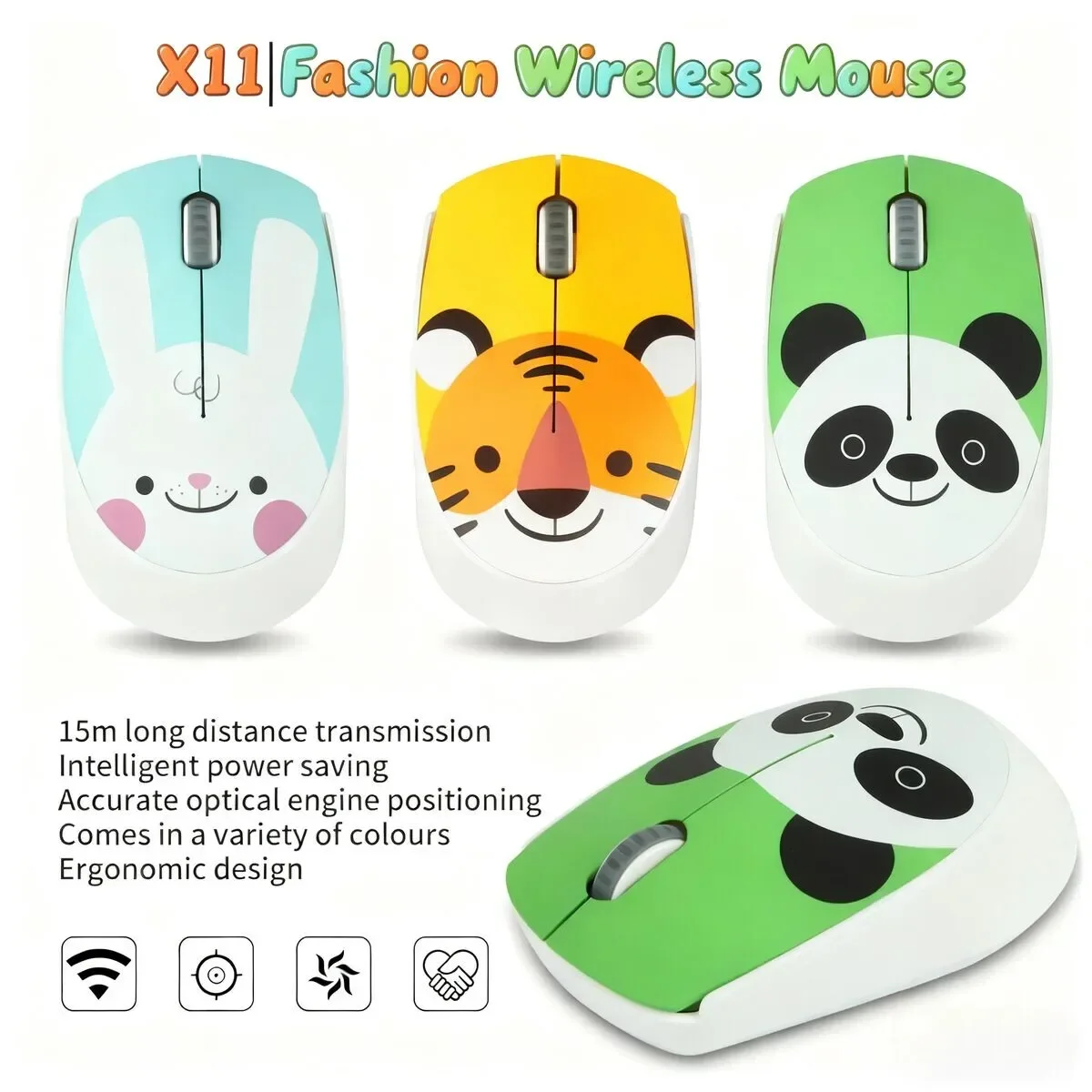 

Cute Animals Pattren 2.4G Wireless Mouse Ergonomics Plug&Play Battery Powered Portable Optical Mice For PC Laptop Kid's Gifts