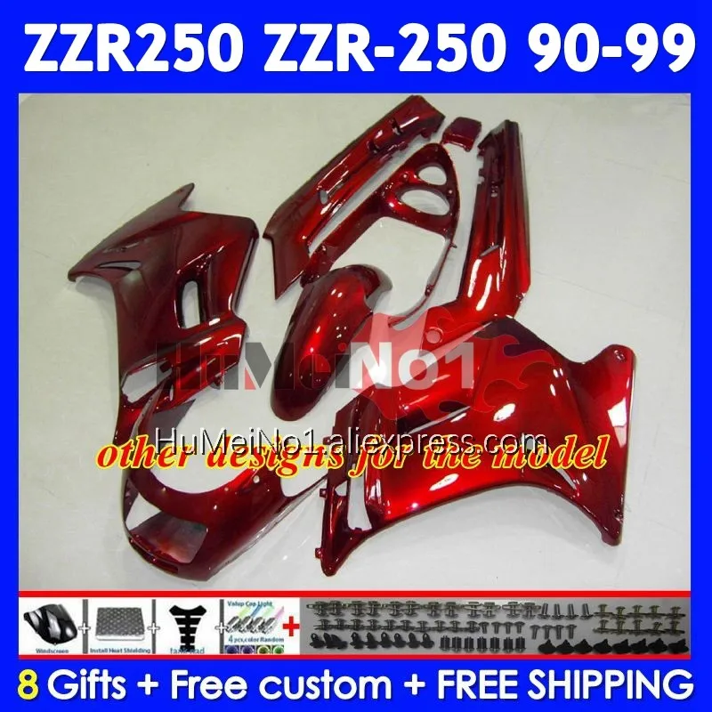 Bodys Kit For KAWASAKI NINJA ZZR 250 ZZR-250 90-99 242No.56 ZZR250 90 91 92 93 94 95 96 97 98 99 1990 1999 Red Flames Fairing