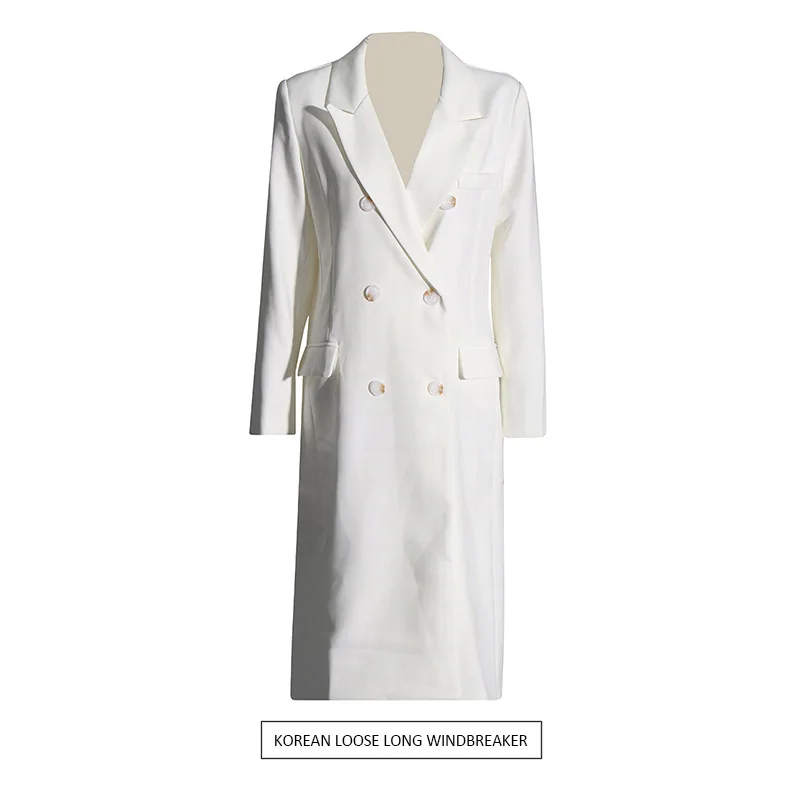 

Korean version of Dongdaemun temperament loose coat 2025 summer new fashion double-breasted solid color long blazer women