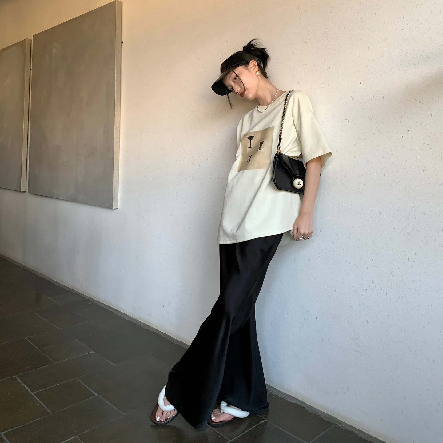 XIZOU Satin Wide Leg Pants Long Floor Casual Pants Women's Summer Party Vacation Travel Festival