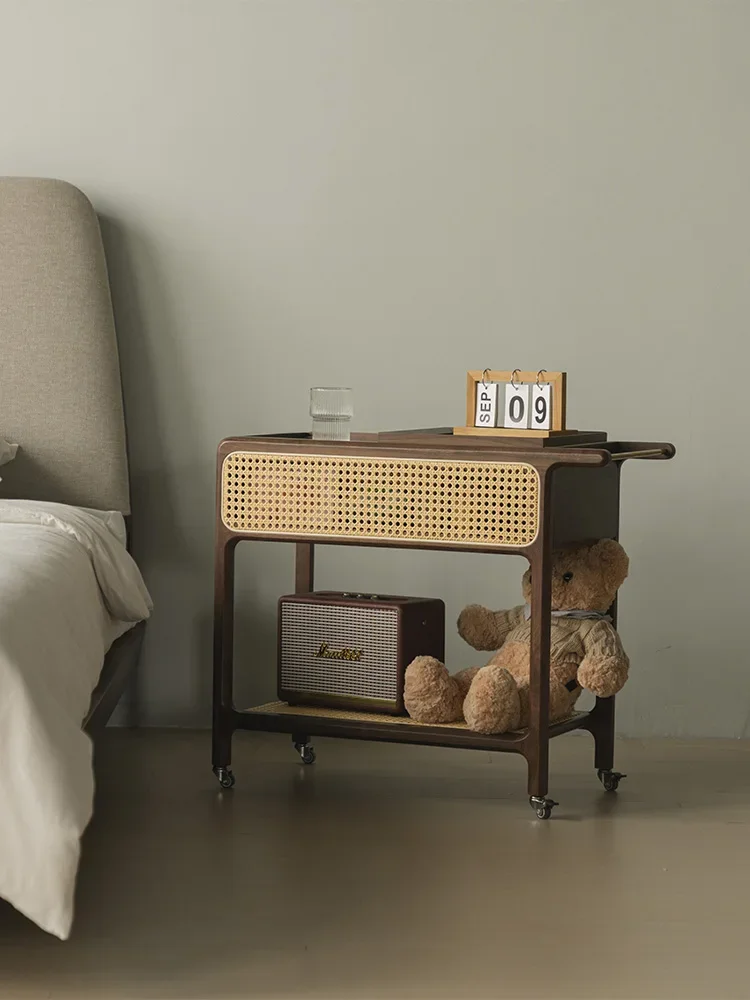 A few movable coffee tables beside the solid wood living room trolley, cherry wood universal wheels, wheeled snacks