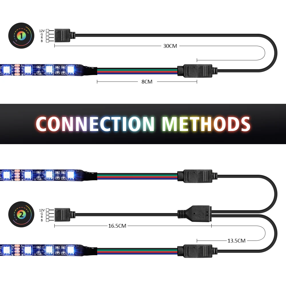 12V 4 Pin RGB Led Strip Light PC Gamer Led Tape Splitter Cable 5050 RGB Strip For Aura Sync MSI Mystic Light Motherboard Control