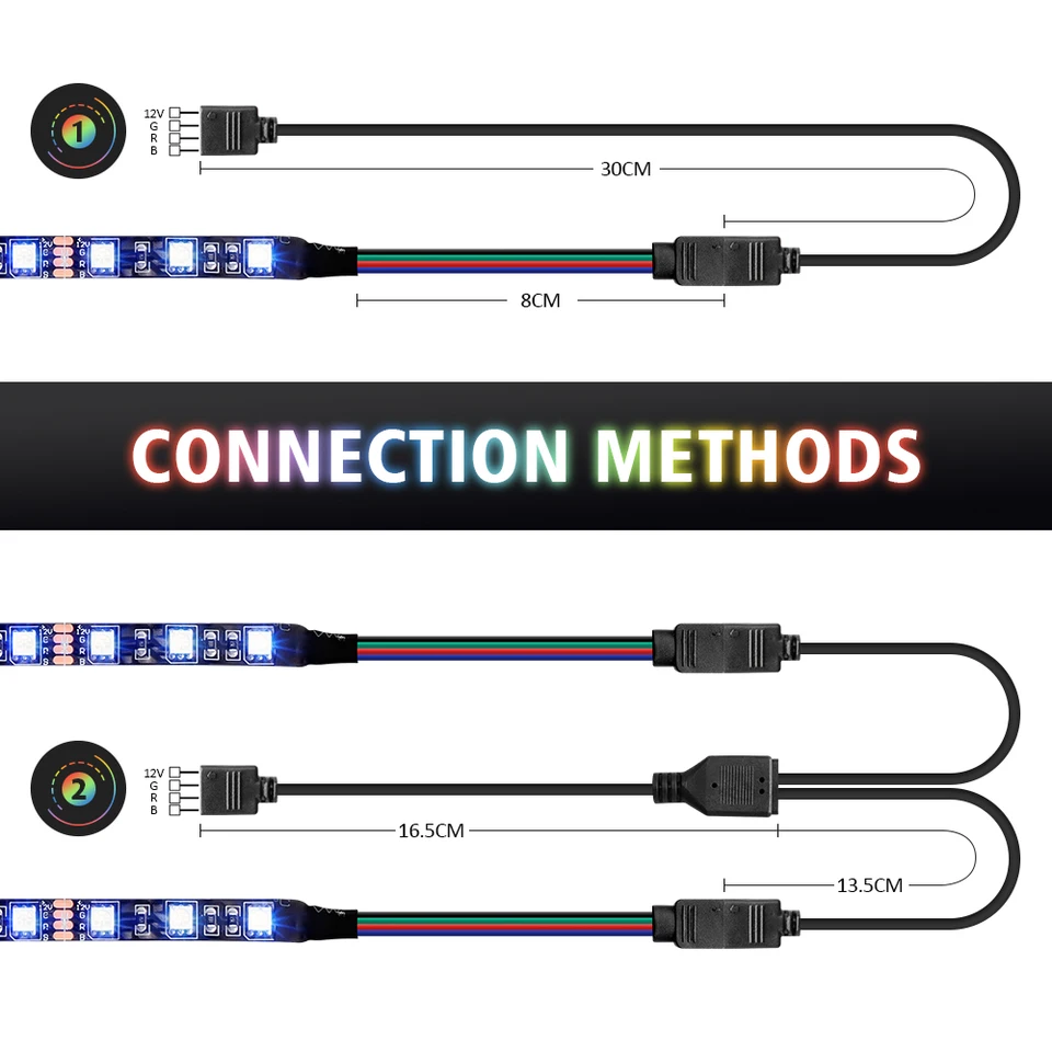 12V 4ピン RGB LEDストリップ パソコンゲーマー用