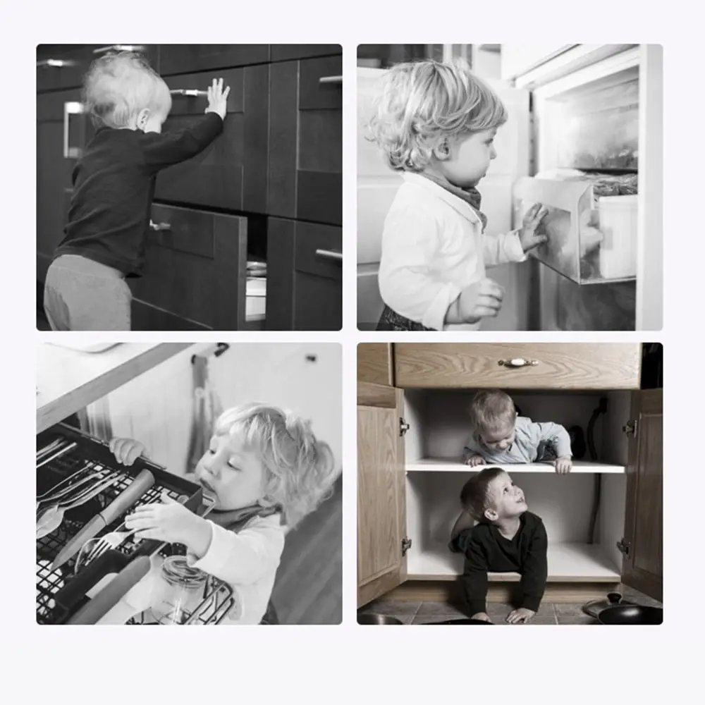 

2Pcs Anti-Pinch Design Child Safety Lock No Tools Installation Security Protection Cabinet Lock Adjustable Sticky Adhesive Pads