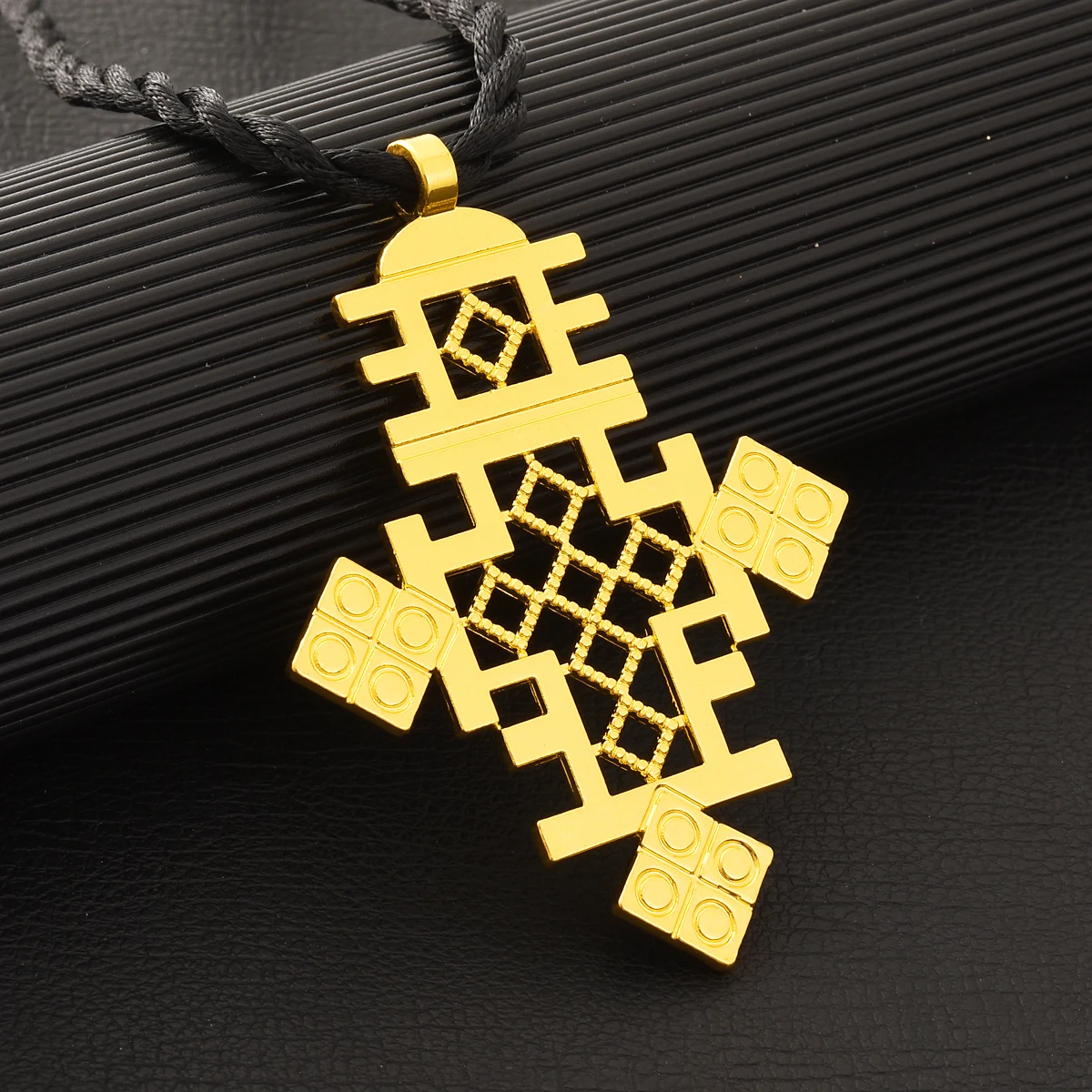 Ethiopian jewelry large Cross Pendant Necklace for Men Women African Eritrean Gold Color Jewelry Male Female Necklaces Gift #006