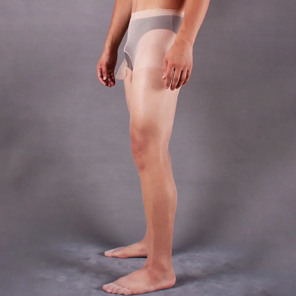 

Mens Sexy See Through Pantyhose Super Elastic Glossy Stockings Ultra Thin Sheer Tights Convex Pouch Underwear Socks Hombre