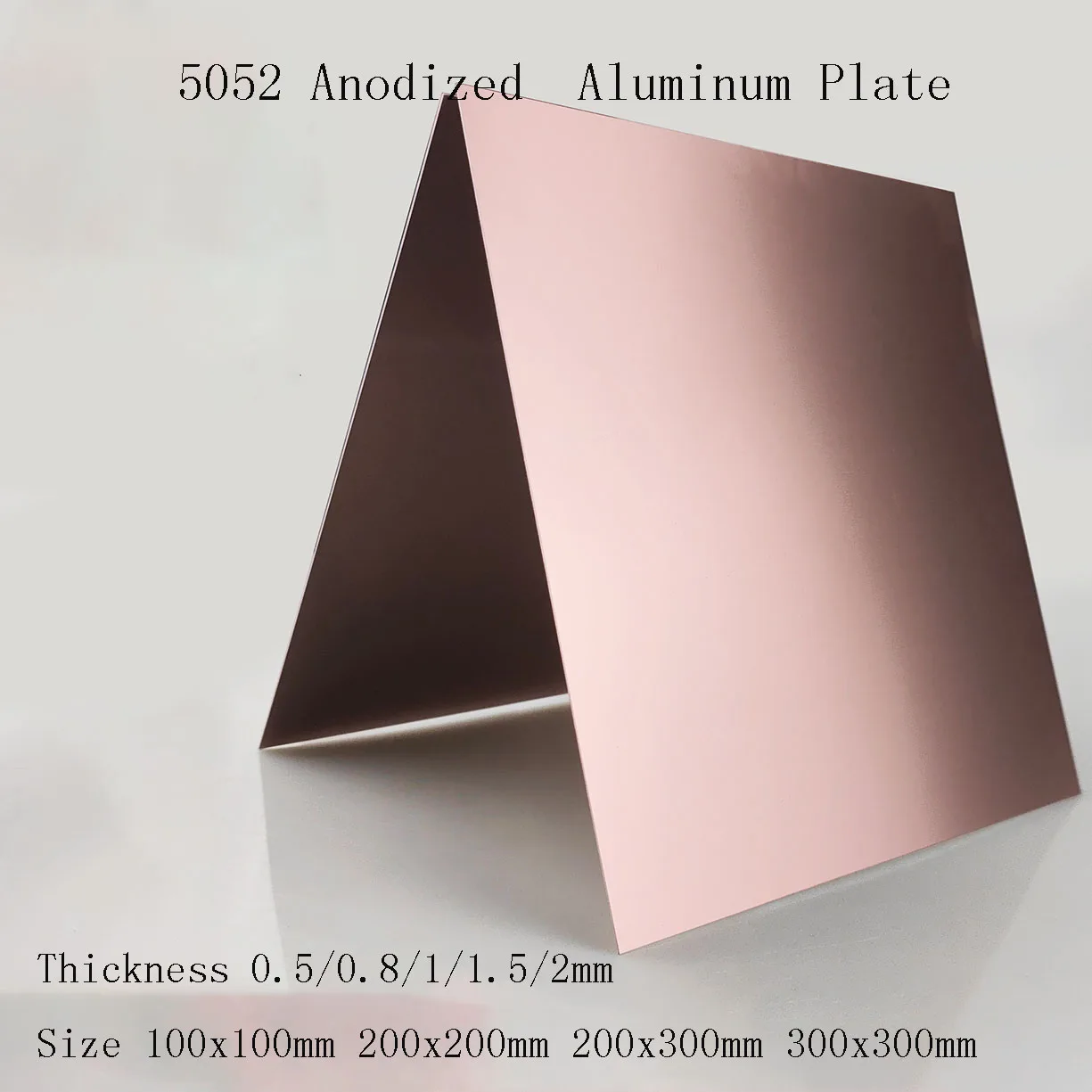 Rose Gold  5052 Anodized  Aluminum Plate Thickness 0.5/0.8/1/1.5/2mm Size 100x100mm 200x200mm 200x300mm 300x300mm