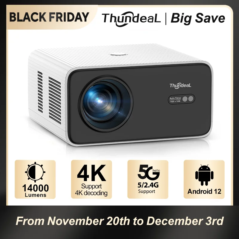 ThundeaL TD85W Full HD 1080P Mini Projector Android Auto Focus Portable Beam Projector TD85SE 4K Home Theater Outdoor