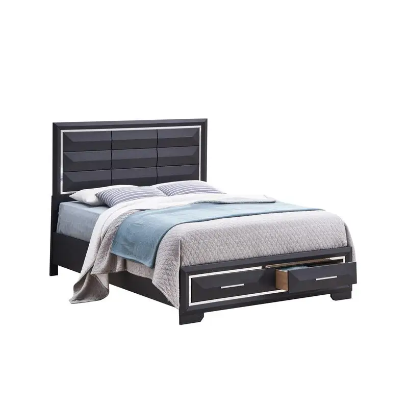 Queen Bed, Black, G01600B-QB, Stylish Design, Comfortable Sleeping Solution, Perfect for Any Bedroom Décor