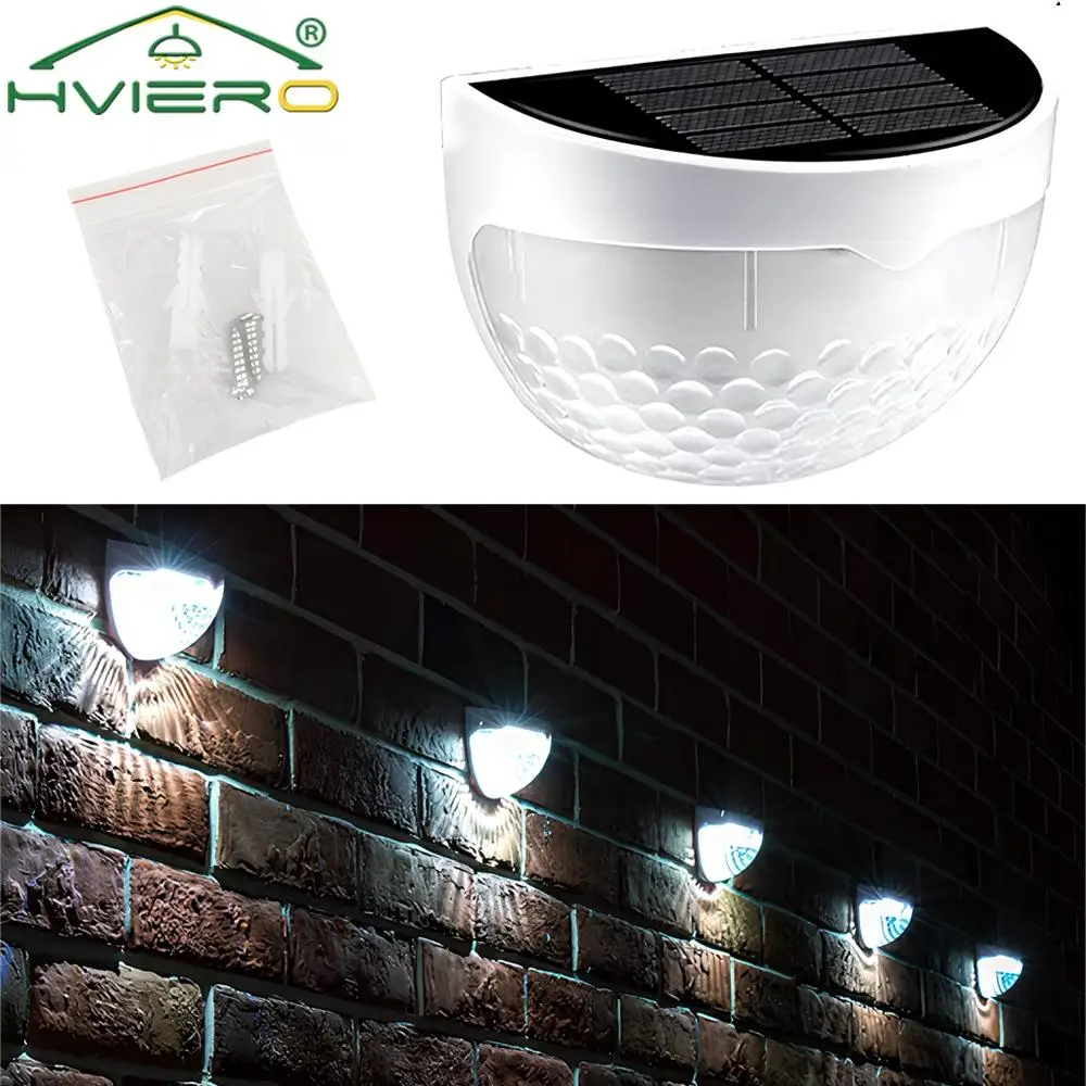 6LED Solar Hedge Light Half Round Ladder IP65 Waterproof Courtyard Garden Balcony Wall Lamp Induction Decoration Lighting Bright