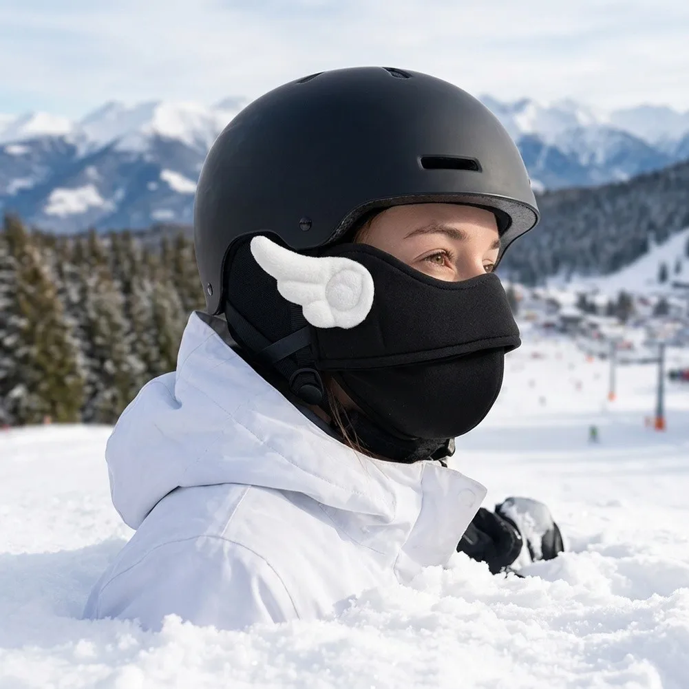 Cute Wing-Embellished Ski Facial Cover Lightweight Windproof Face And Neck Warmer For Snowboarding Skiing Winter Sports