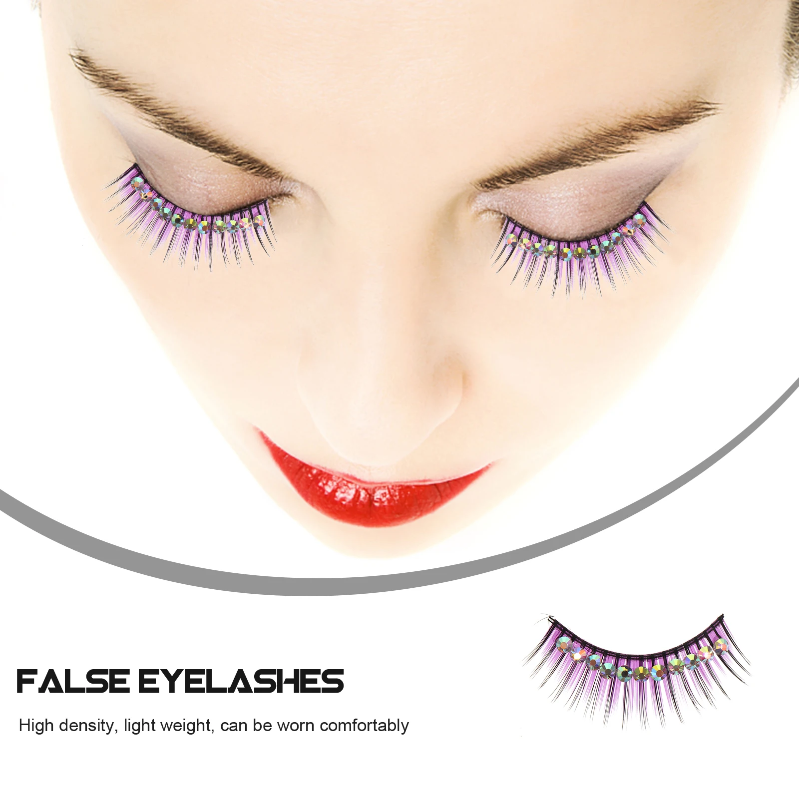 

5Pairs Exaggerated False Lashes Shiny Rhinestone Embellished Thick Lashes for Dancing Latin Performance Costume Event Glamorous