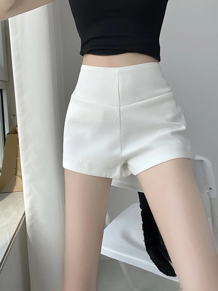 

High Waist A-Line Short Pants Women's Slimming Leg Lengthening Casual Side Zipper Hot Pants Basic Stylish Summer Cotton Village