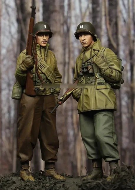 1/35 Scale Resin Figure Assembled Model Kits History Mini Hobby Miniature Statue US Infantry 2 Person SET Unassembled Unpainted