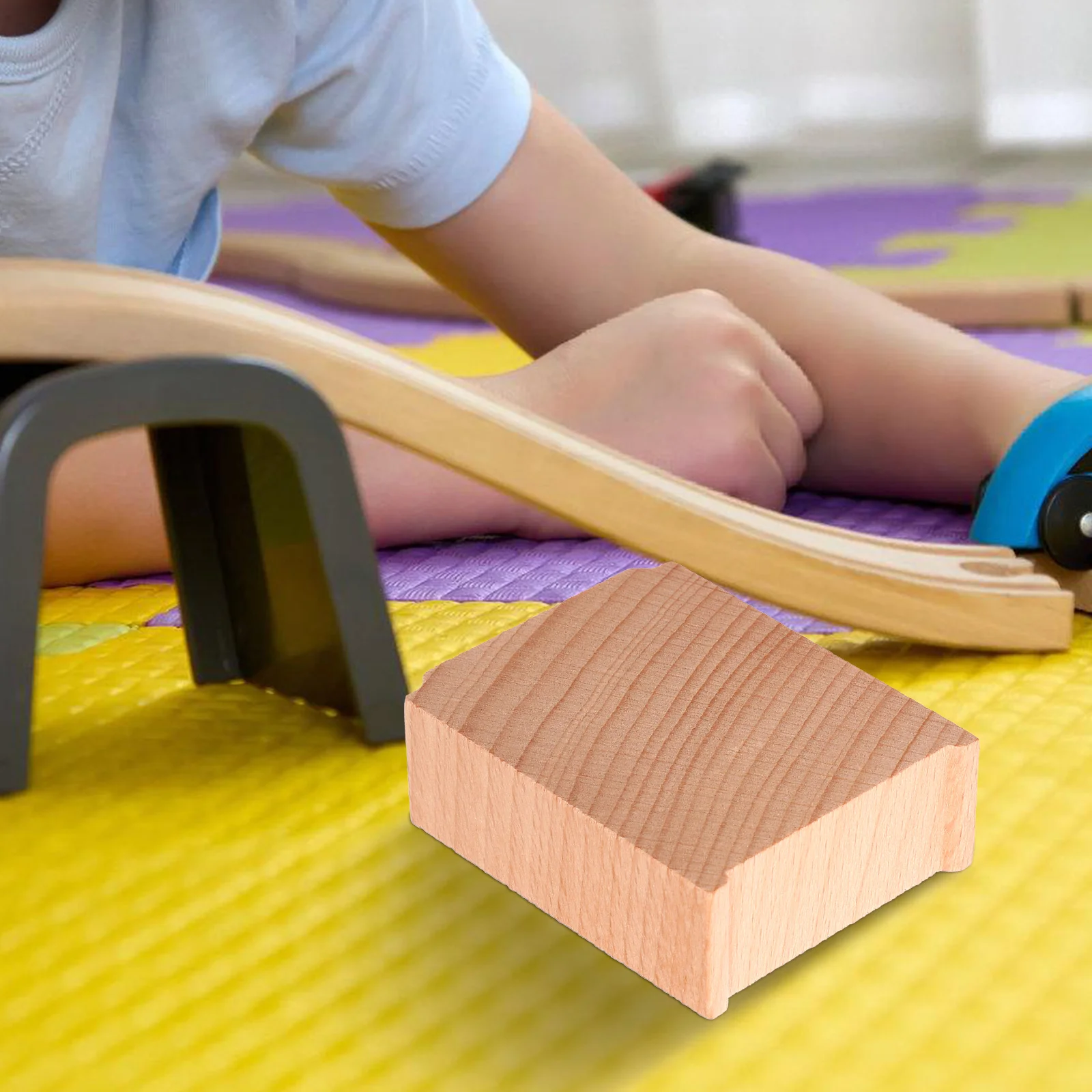 Puente de juguete de muelle de tren para niños, accesorios de elevadores de pista, modelo de madera, ferrocarril de suspensión, 6 uds.