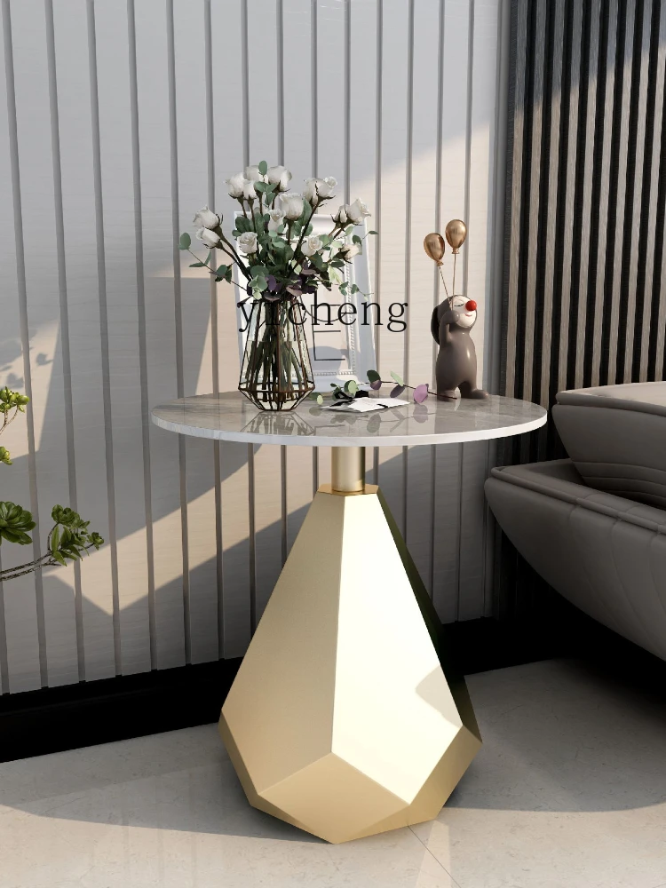 ZC Corner Table Marble Side Table Living Room Sofa Side Table Balcony Small round Table Bedside Cabinet Creative Table