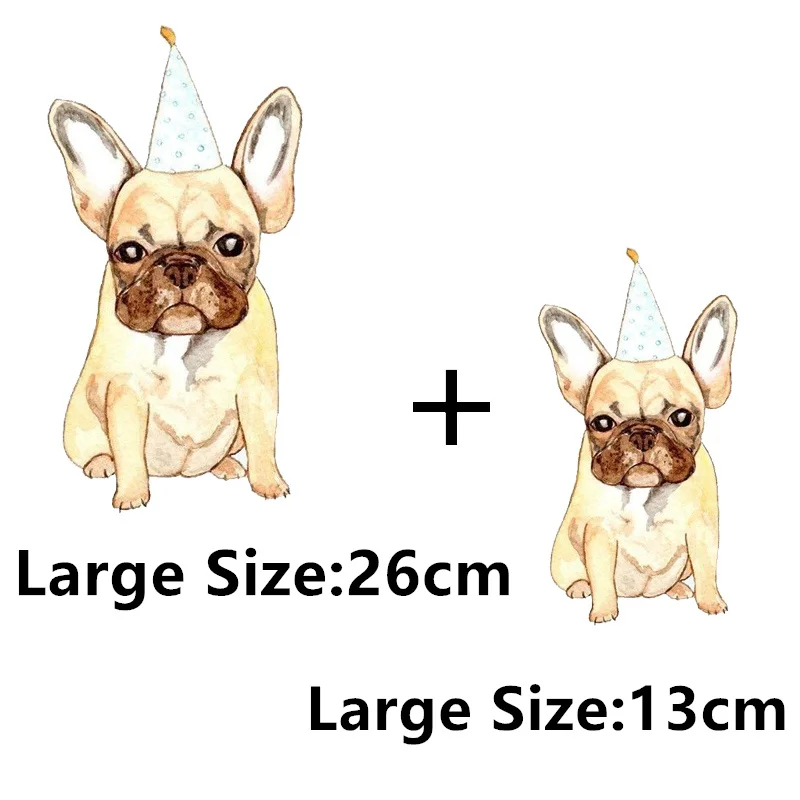 French Bulldog Patches Iron on Clothes Dogs Art Decal Transfers Heat For Tshirt For Women AppliqueThermal Sticker Washable Patch