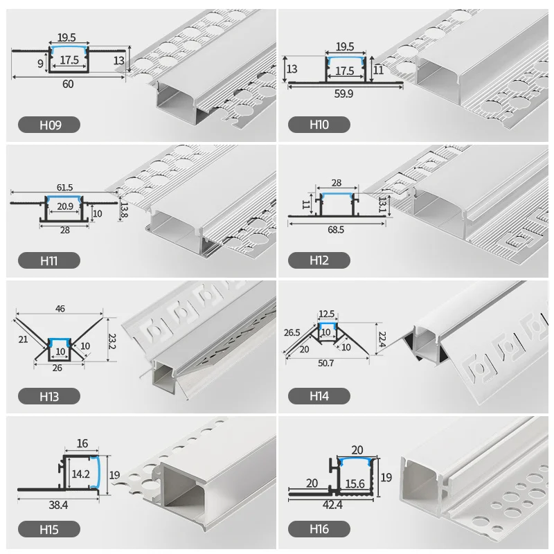 Hot Sale Plaster Led Aluminum Profile Drywall LED Light Strips Gypsum Aluminum Profile Channel Diffuser