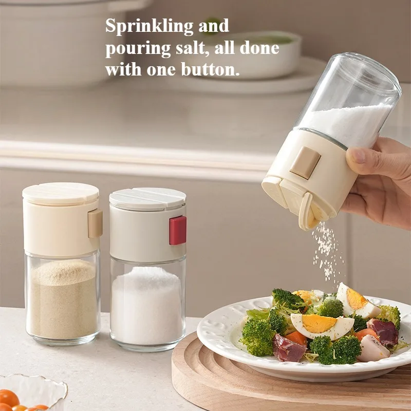 Küche Quantitative Salztank Sprinklerflasche Glas Gewürzbox BBQ Meersalz MSG Festes Granulat Pfeffer Gewürzflasche