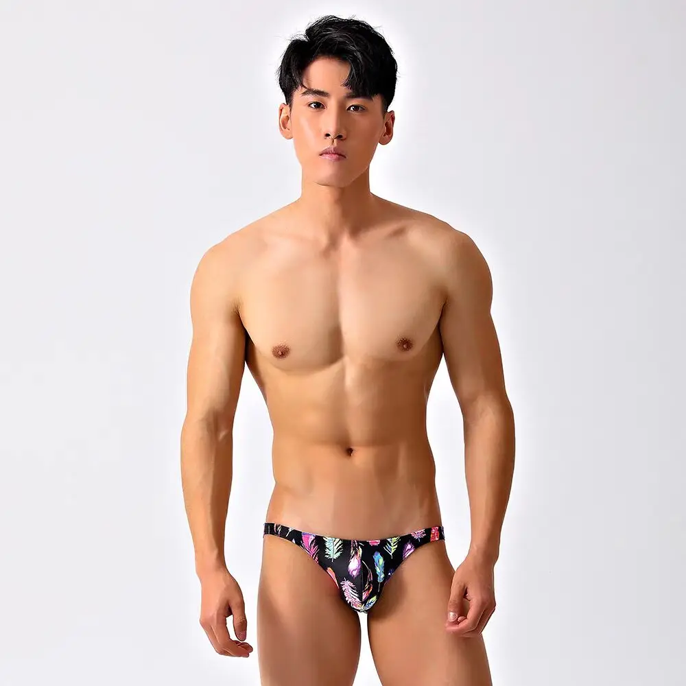 

High end men's swimsuit printed swimming trunks breathable triangle shorts factory direct supply swimwear distribution