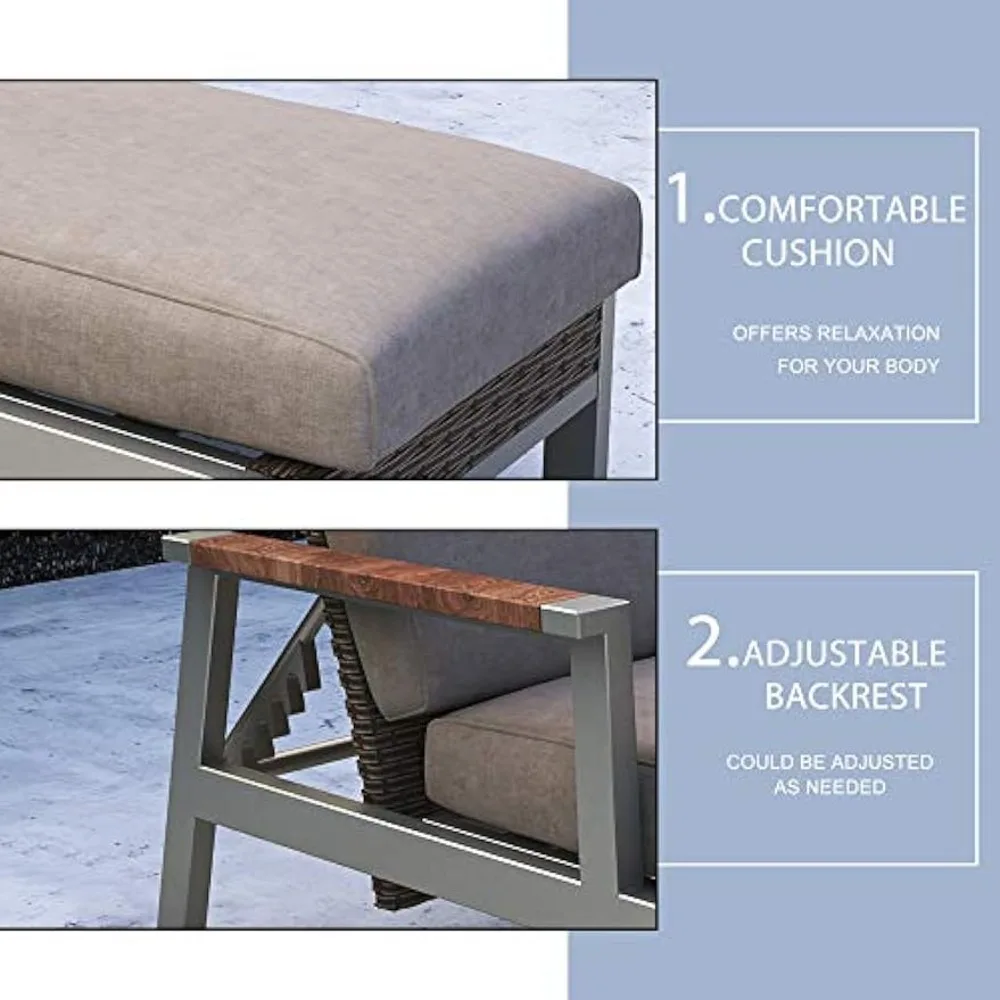 Tumbonas ajustables para terraza, muebles de salón de ratán para exteriores, sillón de mimbre con cojines para playa, junto a la piscina