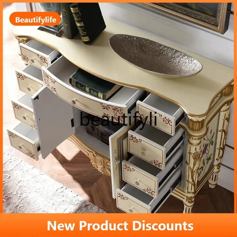 

B567 European side cabinet painted porch storage cabinet restaurant solid wood decorative cabinet