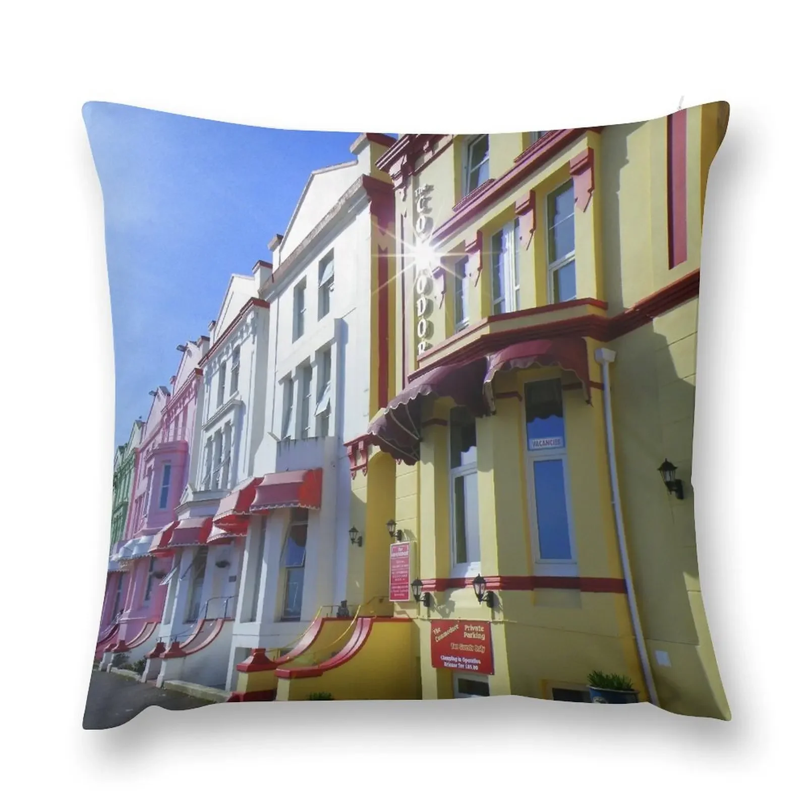 Devon: Colourful Hotels at Paignton Throw Pillow Ornamental Pillow Pillowcase autumn decoration pillow