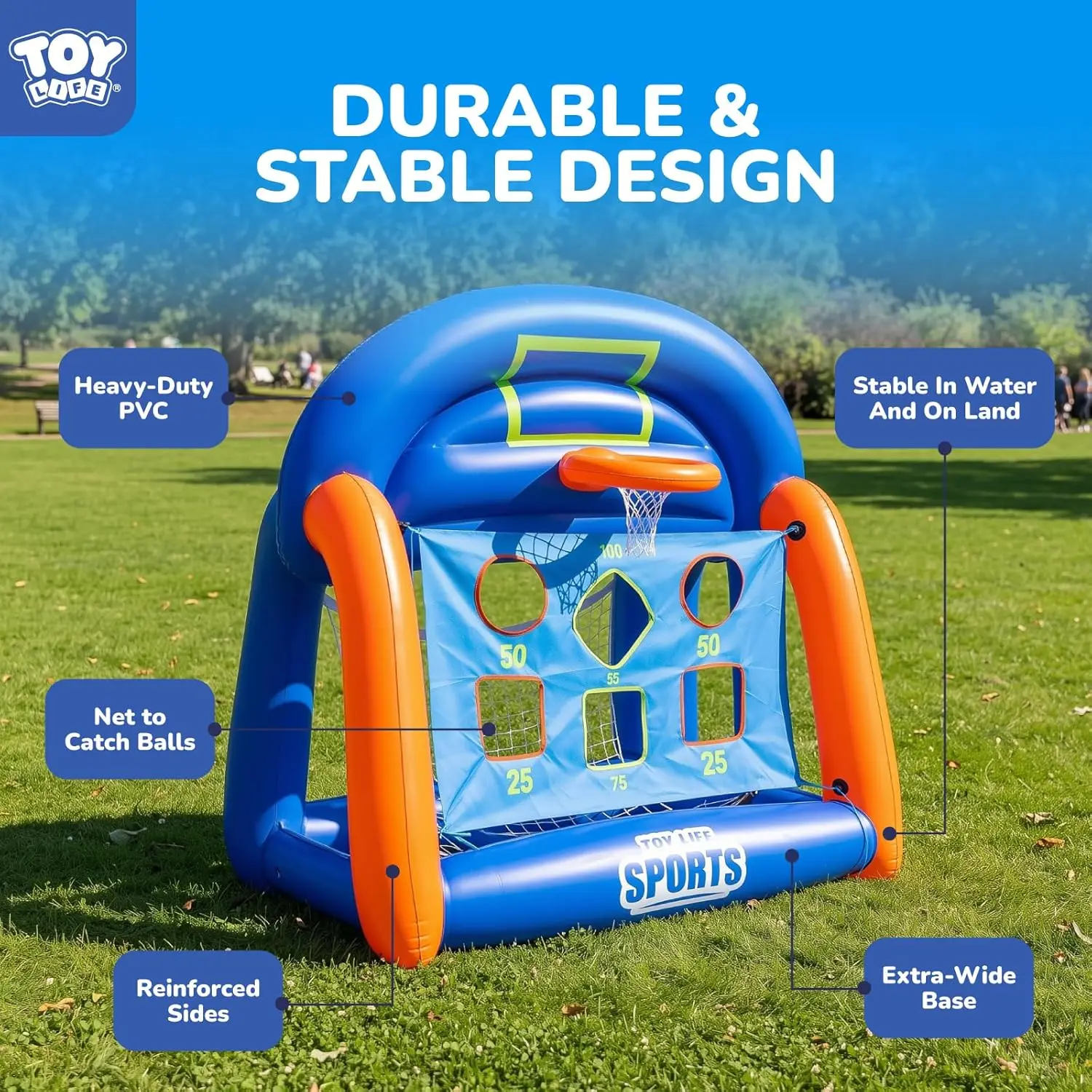 Multi-Sport Pool Games Inflatable for Kids Teens Adults - Basketball & Football Water Play Set, Fun Family Swimming Pool Toys for Ages 5-12 view 5
