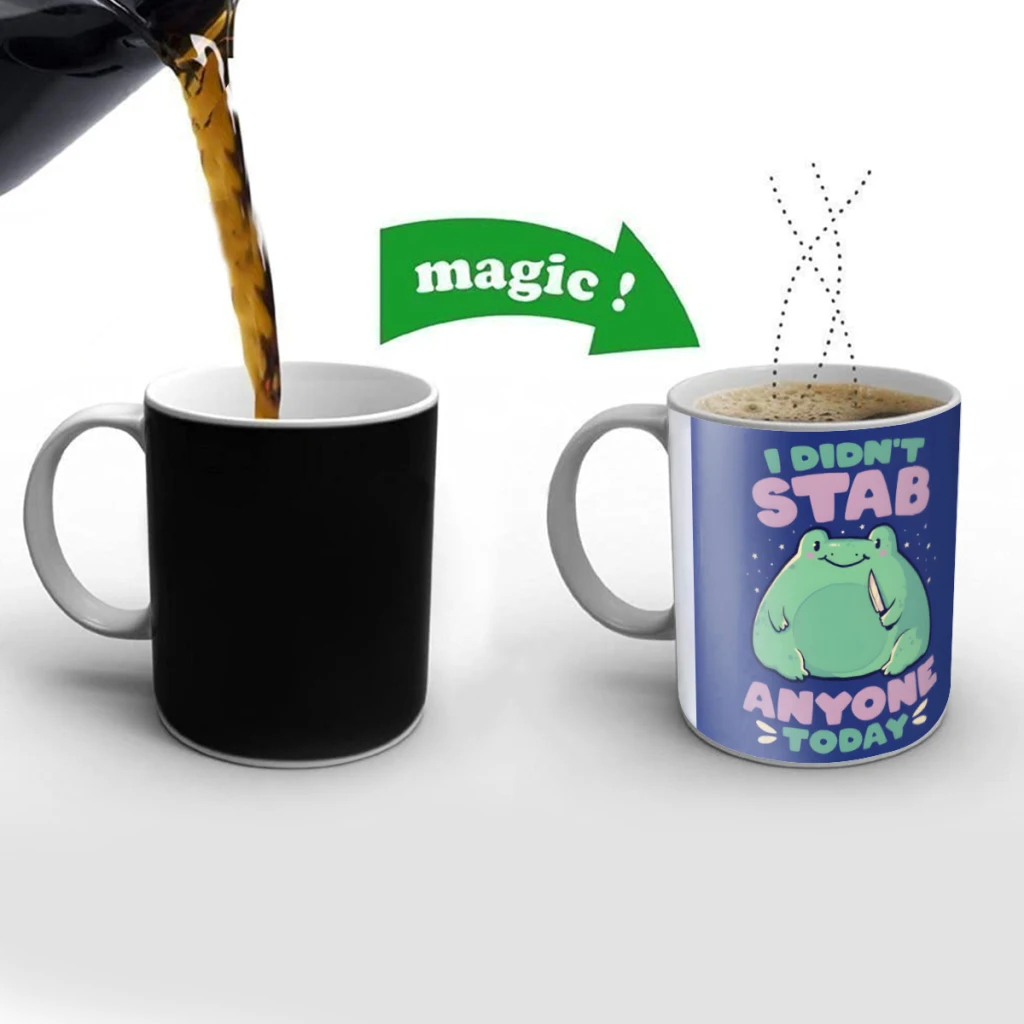 

I Didnt Stab Anyone Cute Frog Gift Creativity Change Color Chang mug Ceramic mug Hot Coffee Cup Breakfast Cup Mug Friend Gift