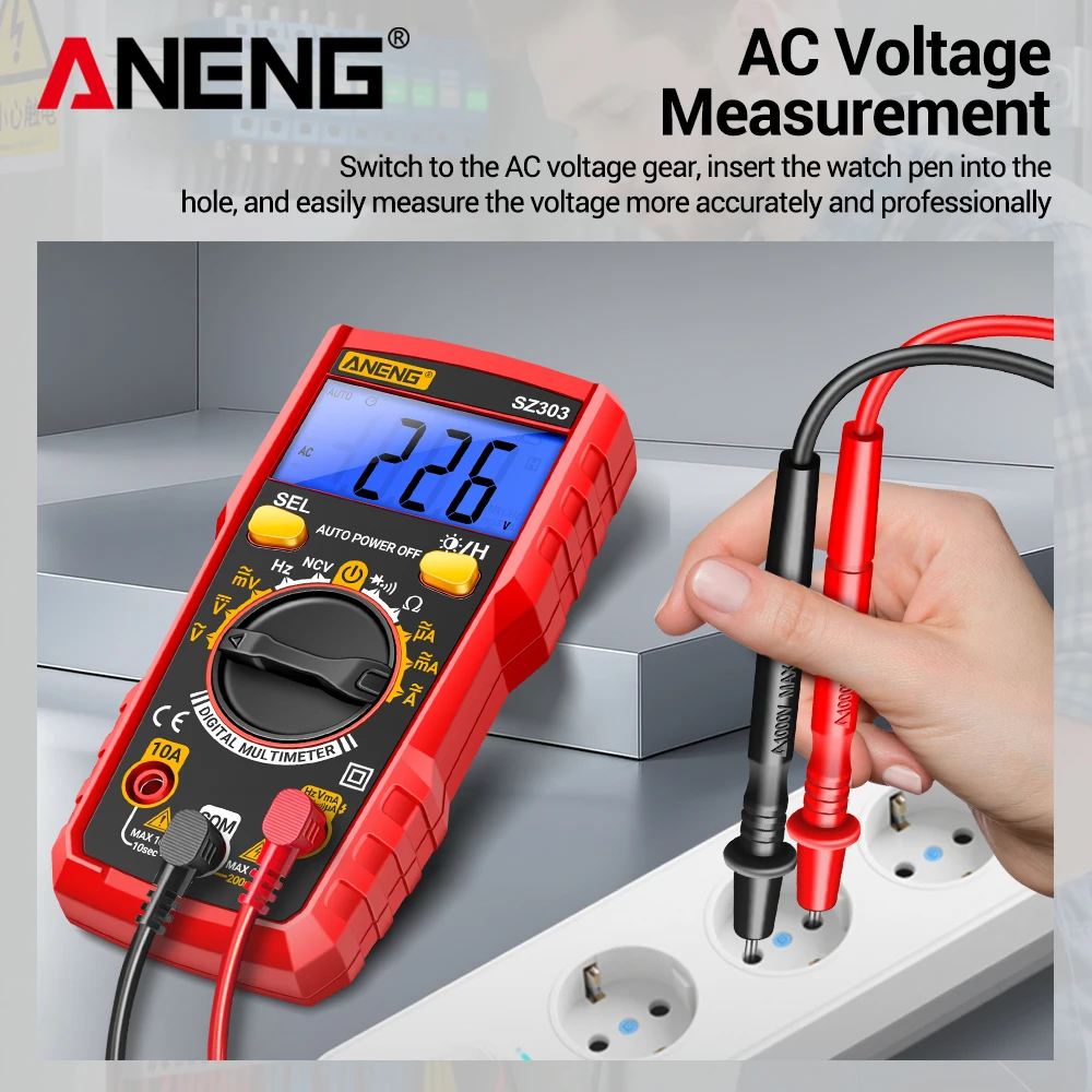 Multimeter Digital ANENG SZ303 Presisi Tinggi Pengukur Arus Resistansi Profesional Penguji Tegangan Arus AC/DC Peralatan Listrik ﻿